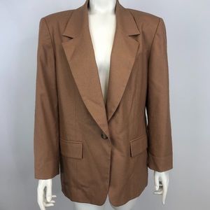 Pendleton Womens Petite 14 Blazer Jacket Tan Brown Wool